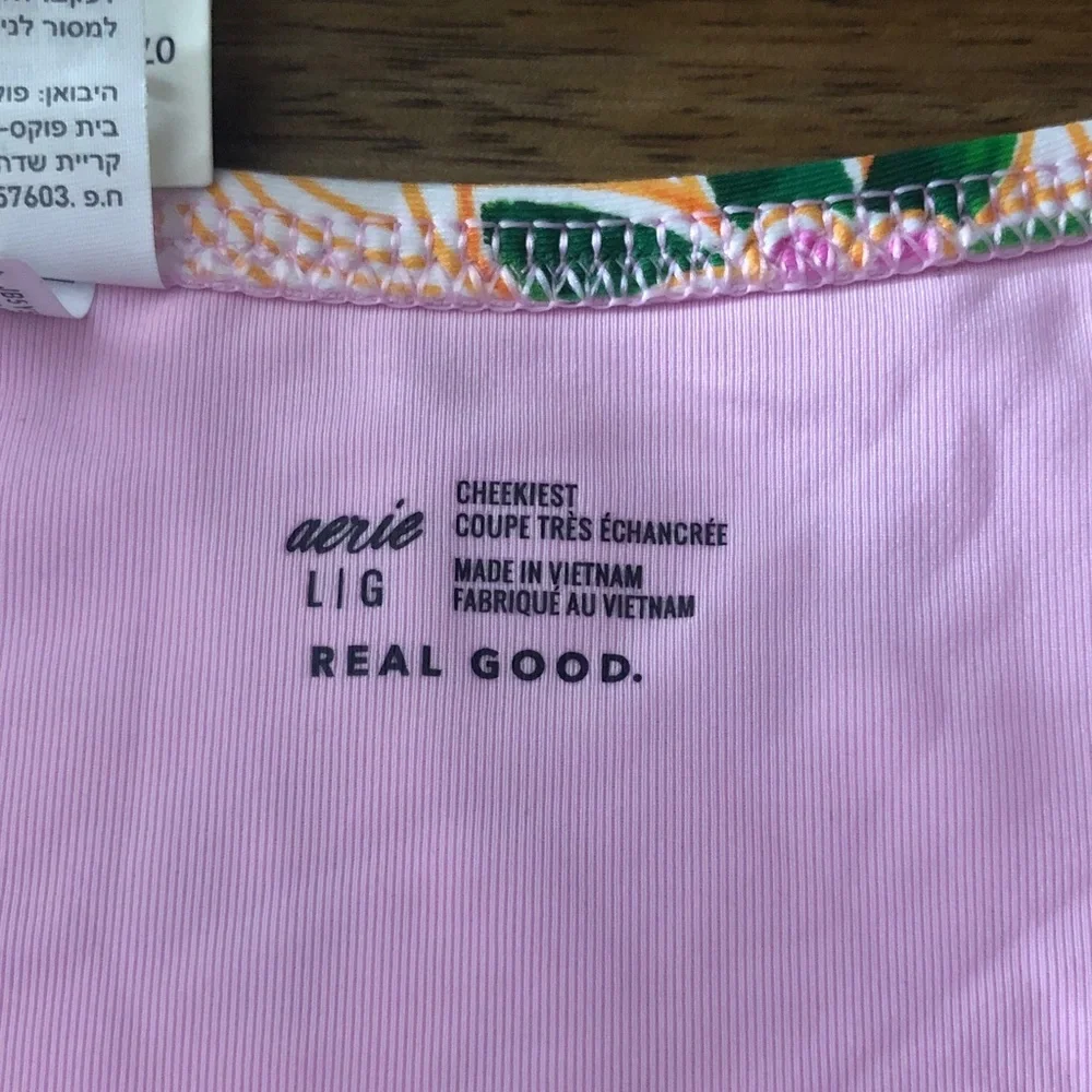 aerie Pink, Green & Gold Paisley Bikini Bottoms